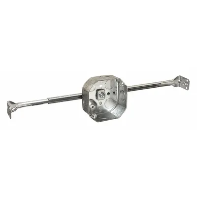 RACO Electrical Box: Steel, Steel Material & Nominal Size, Octagon, 1 Gangs - Ceiling Electrical Boxes