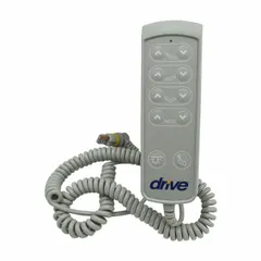 This gray plastic pendant is a hand control for healthcare beds, allowing adjustment of bed position and other functions. It is compatible with Drive Medical models using part number P903. The manufacturer part number is AL-93130E.