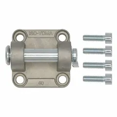 Aluminum clevis bracket for pneumatic cylinders with 50 mm bore diameter. Overall length 65 mm. Provides a pivot point for linear motion in automation and material handling equipment.