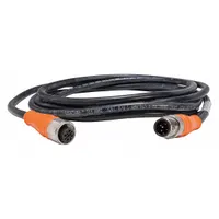 Double-ended cordset with M12 male straight and M12 female straight connectors. 5-pin configuration, 2 m cable length, 22 AWG wire size, black PVC jacket. Suitable for flexing applications in industrial automation, packaging, and material handling systems