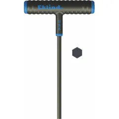 T-shaped hex key with a 7 mm metric tip, 9-inch long arm, and black oxide finish. Made from steel, it provides enhanced torque for turning socket-head fasteners in assembly, maintenance, and repair tasks.
