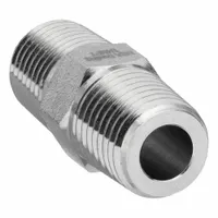 This nickel-plated threaded pipe fitting is a straight connector for joining two 1/4 in pipes in high-pressure fluid systems. Rated for up to 1,000 psi, it is suitable for hydraulic, pneumatic, and instrumentation applications requiring corrosion resistance and leak-free joints