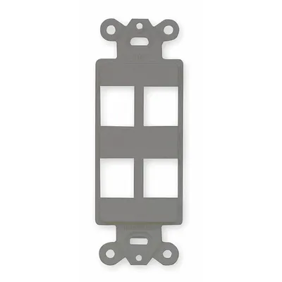 HUBBELL PREMISE WIRING Outlet Frame: Keystone, Gray, 4 Ports - Voice & Data Housings