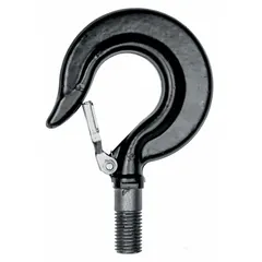 Top hook assembly designed for electric chain hoists. Includes a latch for secure attachment. Compatible with hoists rated for 1,000 lb load capacity. Suitable for replacement or maintenance in industrial lifting applications.