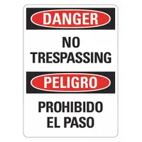 Danger Sign: Plastic, Mounting Holes Sign Mounting, 14 in x 10 in Nominal Sign Size, 0.055 in Thick (MPN LCU4-0754-NP_10x14)