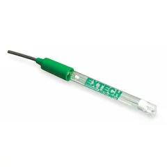 General-purpose pH electrode with polymer body and bulb tip for measuring acidity or alkalinity in aqueous solutions. Features single junction, BNC connector, 0.99 m cable, and 3/8 in diameter. Suitable for laboratory, water quality, and educational applications.
