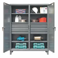 STRONG HOLD Storage Cabinet: 60 in x 24 in x 78 in, 6 (6) Adj Shelves, 6 Drawers, 2 Doors, Legs (MPN 56-DS-246-6DB)