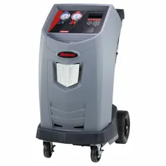 This machine recovers, recycles, and recharges R-134a refrigerant in gas vehicles. It features an internal tank, graphical LCD display, and Wi-Fi capability (receiver not included). Complies with SAE J2788 standards.