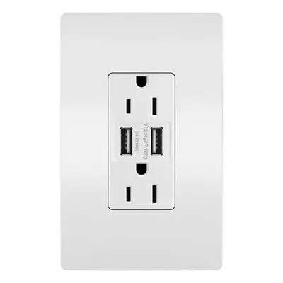 LEGRAND TM826USBW Weather-Resistant USB Receptacle - Weather-Resistant Receptacles with USB Chargers