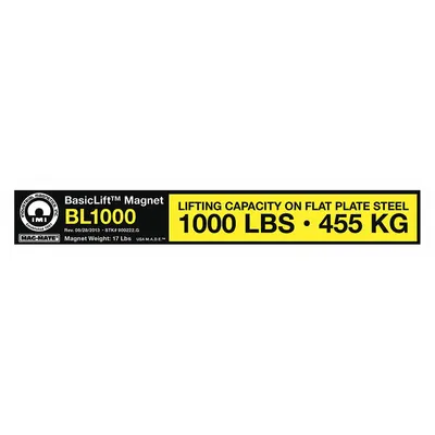 MAG-MATE Capacity Sticker 900222 - Accessories for Below-the-hook Lifting Magnets