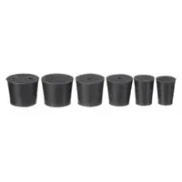 Stopper Set: Natural Rubber, 1 to 6 Stopper Size, 25 mm Overall Ht, Black, Autoclavable (MPN RSTPK1)