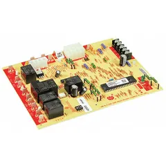 Ignition control board for managing burner ignition and flame sensing sequences in gas-fired heating equipment. Used as a replacement part in compatible HVAC systems to maintain proper furnace operation.