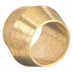 Brass compression sleeve for 1/8 in OD tubing, used to create a leak-tight seal in compression fittings. Suitable for low- to medium-pressure fluid and gas systems in industrial applications. Supplied in a 10-pack.