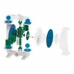 PTFE replacement diaphragm for 1-inch Sandpiper air-operated double-diaphragm pumps. Temperature range -35°F to 220°F. Suitable for handling aggressive fluids in industrial fluid transfer applications.