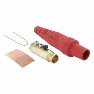 LEVITON Single Pole Inline: Female, Red, 600V AC/600V DC, 400 A, Double Set Screw Termination - Plugs with Set Screw Terminations