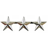 HEROS PRIDE Metal Rank Insignia: (3) Stars, 5/8 in, Silver, Metal, Clutch Pin, Rank Insignia, 1 PR (MPN 4492N)