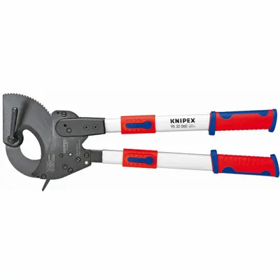 KNIPEX Ratchet Cable Cutter: Multi-Component Handle, Shear - Ratcheting Electrical & Data Cable Cutters