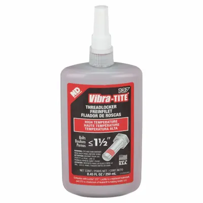 VIBRA-TITE High-Strength Threadlocker: 137, Red, High-Temp Resistant, 8.45 fl oz, Bottle - High-Strength Threadlockers (Red)