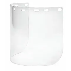This clear polycarbonate replacement visor is designed for general-purpose face protection in industrial settings. It provides impact and splash protection during tasks such as machining, assembly, and chemical handling. The visor measures 8 inches in height and 0.78 inches in thickness.