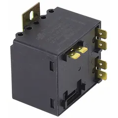 This switching relay is a replacement component for YORK HVACR systems. It controls electrical loads such as compressors, fans, and pumps by switching power to system components. Suitable for use in commercial and residential heating and cooling equipment.