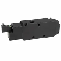 This Parker B7 Series pilot-operated inline air control valve is a three-way, two-position, remote pilot, spool-type valve with non-locking pilot return operation. It is designed for use in pneumatic control circuits to direct or block air flow in industrial automation, material handling, and process control applications