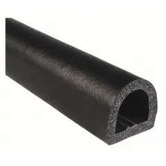 D-shaped self-adhesive seal made from high-strength EPDM foam rubber. Black finish with 1 in overall width. High-strength adhesive bond for secure mounting. Used to seal gaps in enclosures, panels, and doors against dust, moisture, and air infiltration.