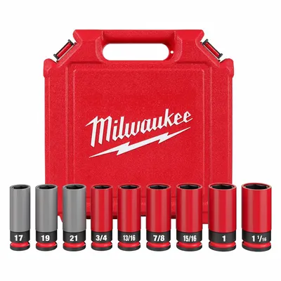 MILWAUKEE Lug Nut Wheel Socket Set: 1/2 in Drive Size, Small Set (0-50 pieces) Set Size - Non-Marring Impact Socket Sets
