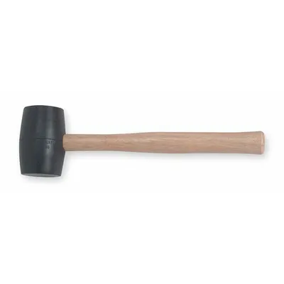 WESTWARD Rubber Mallet: Wood Handle, 24 oz Head Wt, 2 1/4 in Dia, 4 in Head Lg, 14 in Overall Lg - Rubber Mallets