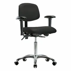 Vinyl Lab Chair with Arms, Height Adjustable 21 1/2" to 29", Aluminum Base