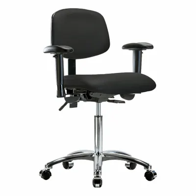OEM Vinyl Lab Chair with Arms, Height Adjustable 21 1/2" to 29", Aluminum Base - Vinyl Lab Chairs