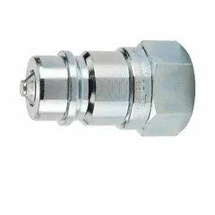 Steel hydraulic quick-connect coupling plug with 9/16-18 female O-ring boss (ORB) connection. Maximum flow rate 6 g/min. Used in hydraulic systems for rapid connection and disconnection of fluid lines in industrial machinery and mobile equipment.
