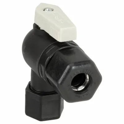 Parker Manual Two-Way Ball Valve: 3/8 in, Polypropylene, Angle, Sweat x Sweat - NSF 51 Compliant Polypropylene Ball Valves