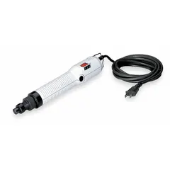Corded production screwdriver with 1/4 in drive and Inline-Push start mechanism. Delivers torque from 10 in-lb minimum to 26 in-lb maximum. Suited for assembly-line fastening tasks requiring controlled torque.