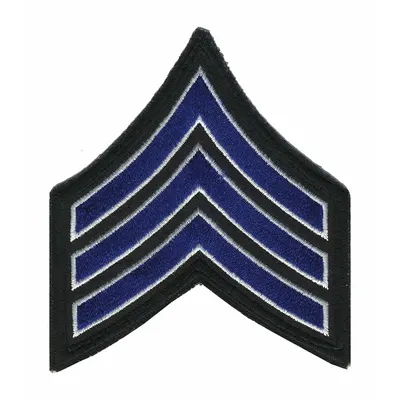 HEROS PRIDE Embroidered Patch: SGT, 3 1/2 in, Black, Polyester/Rayon, Rank Insignia - Embroidered Insignia