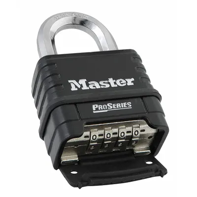 MASTER LOCK Combination Padlock: Scrolling Combo, Black, Zinc Die-Cast - Standard Shackle Combination Padlocks