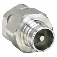 Steel hydraulic quick-connect coupling plug for rapidly connecting and disconnecting hydraulic lines in fluid power systems. Features a 1/2"-14 thread size, maximum flow rate of 53 lpm, and nitrile seal material. Suitable for mobile and plant hydraulic circuits
