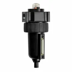 Coalescing filter for oil removal from compressed air systems. Features a 0.01 micron rating, 3/8 in NPT connection, 95 scfm flow rate, and 250 psig maximum operating pressure. Polycarbonate bowl. Suitable for applications requiring fine filtration to remove oil and particulates.