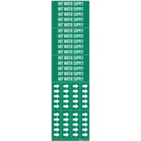 Pipe Marker: Hot Water Supply, Green, White, Fits 3/4 in and Smaller Pipe O.D., 3 Pipe Markers (MPN 7377-3C)