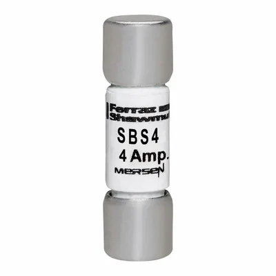 MERSEN Fuse: SBS Series, Midget, Fast-Acting, 4 A, 600 V AC, 13/32 in x 1 3/8 in - Fast-Acting Cylindrical Fuses