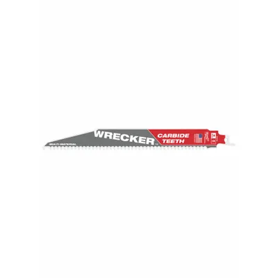 MILWAUKEE 9 in Carbide Reciprocating Saw Blade, 0.05 in Thick, 6 TPI - General Purpose Blades