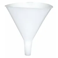 This polypropylene funnel is designed for general-purpose liquid transfer in laboratory settings. It features a 100 mL capacity, 85 mm diameter, 11 mm stem diameter, and 30 mm stem length, suitable for pouring chemicals, solvents, or samples into narrow-neck containers. The funnel is colorless and made of polypropylene