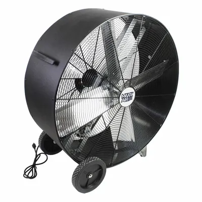 MAXX AIR Cooling Fan: 36 in Blade Dia, 120V AC, Mobile, 3/4 hp, Belt Drive - High-Velocity Industrial Floor Fans