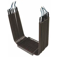 Replacement element assembly for HVACR heaters and heat exchangers. Used in forced-air heaters, unit heaters, and duct heaters to restore heat output when the original element has failed.