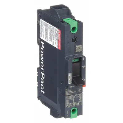 SQUARE D Molded Case Circuit Breaker: 15 A Amps, 25kA at 277/408V AC, Fixed, Everlink Lug Both Ends - B-Frame Square D Molded Case Circuit Breakers