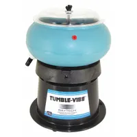 This vibratory tumbler from RAYTECH features a fixed bowl amplitude and includes a drain for easy media and fluid removal. It supports both wet and dry operation, making it suitable for deburring, polishing, and surface finishing of small metal and plastic parts in machining and light industrial settings