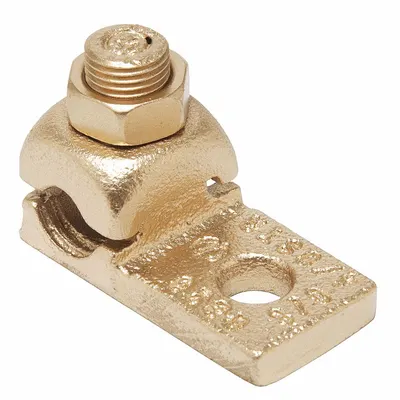 BURNDY QA28B Straight Mechanical Lug, Unplated Copper, 3/0-4/0 AWG, 3/8 in Stud - Straight Mechanical Lugs