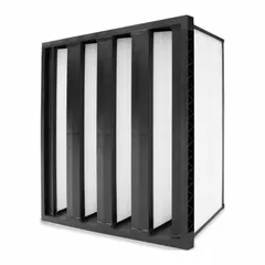 MERV 16 V-Bank Air Filter, 24x24x17 in, Plastic Frame, Synthetic Media, Single Header, 4 Vs, Gasketed, MPN V4UES23C23CD220