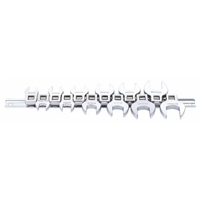WESTWARD Metric Open End Crowfoot Wrench Set, 12 Pieces, 3/8 in Drive, 10-21 mm - Metric Open End Crowfoot Wrench Sets