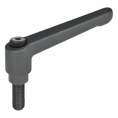 JW WINCO Adjustable Handles; Adjustable Levers: Zinc w/ Steel Thread, M6 Thread - Teardrop-Style Adjustable Handles with Threaded Stud
