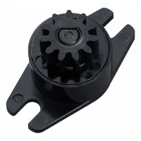 Geared rotary damper with counterclockwise rotation and 300 gf-cm torque. Body made of polycarbonate. Used to control rotational motion in lids, doors, panels, and machinery requiring smooth deceleration